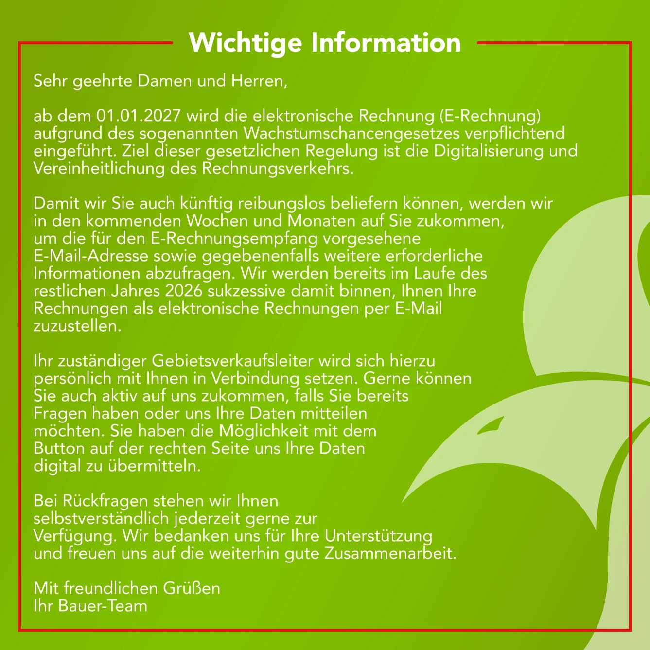 E-Rechnung E-Rechnung Pflicht ab 01.01.2027